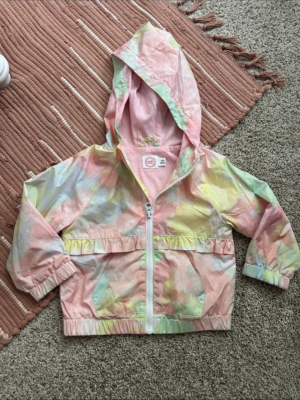 wonder nation Pastel Tie-Dye Hooded Raincoat - Pink, Yellow, Green, Blue